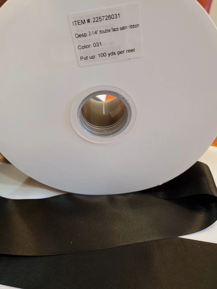 DOUBLE FACED BLACK SATIN Ribbon, 10yards, 2.25 inch 100% polyester. Fine quality - Image 2 of 4