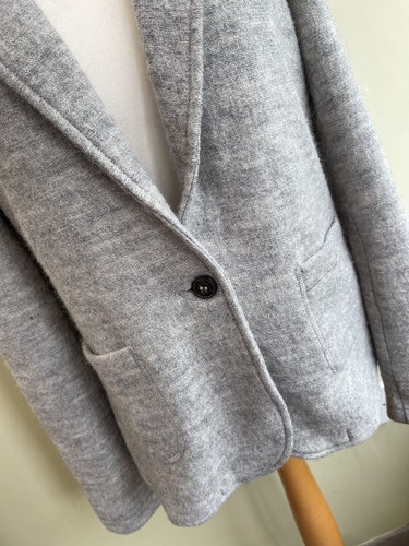 White Stuff Grey Wool Blazer Jacket Size 12 14 Button Up Fair-isle Detailing - Picture 5 of 13