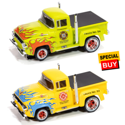 Auto World 4Gear 1956 Ford F100 Volunteer Fire Dept COMBO HO Scale Slot Car