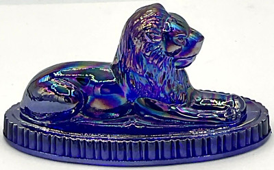 Summit Art Glass Oscar No. 4 Midnight Magic Carnival Lion Figurine Paperweight
