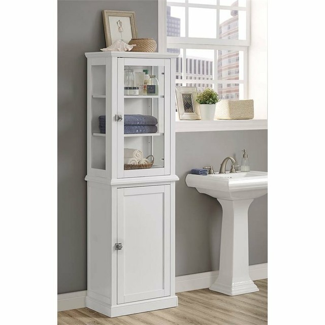 Pemberly Row Tall Linen Cabinet in White for sale online