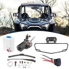 Electric Windshield Wiper Motor Switch Kit+Center Mirror For Polaris RZR XP 1000