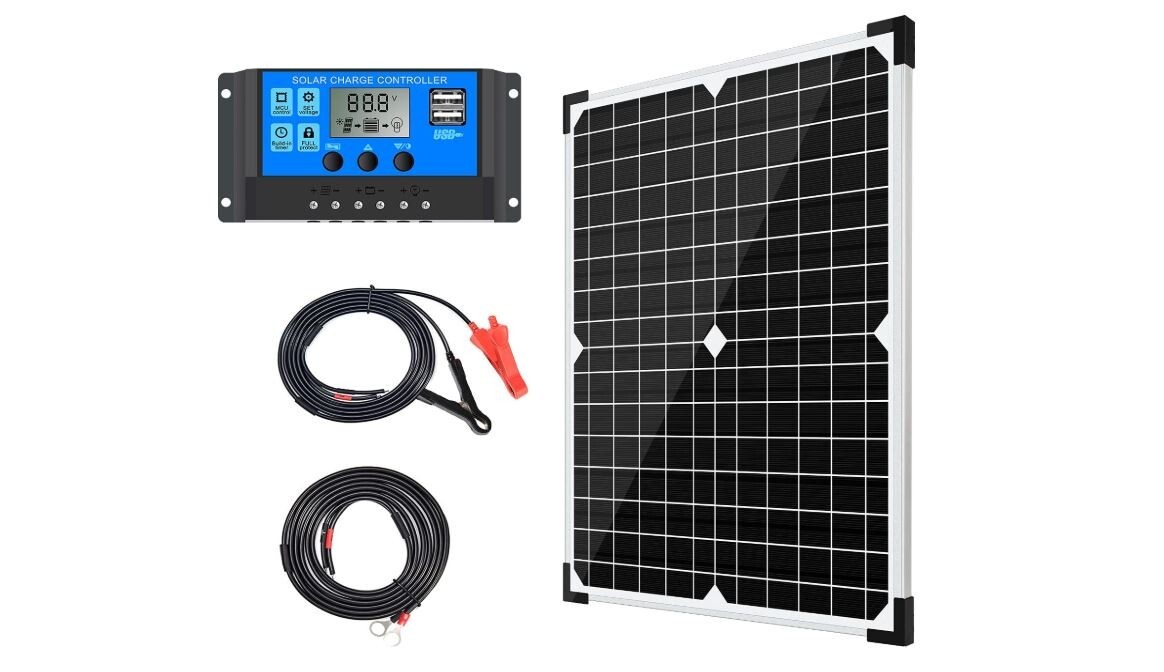 20W 12 Volt Battery Charger Solar Powered Panel for Car Dump Trailer Boat Marine