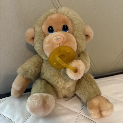 Vintage Russ Berrie Baby Chee Chee Tan Monkey Pacifier Plush
