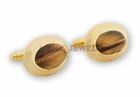 Natural Tiger's Eye Gemstone with Gold Plated 925 Sterling Silver Cufflink #2613