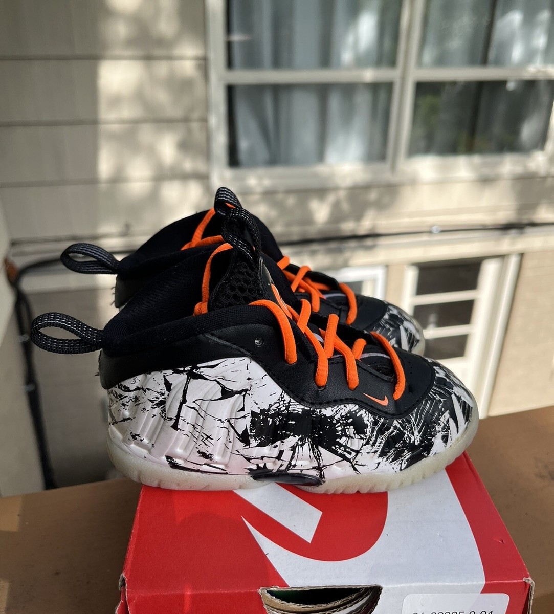 Nike Little Posite Shattered Backboard Toddler Sz 7c Black Orange