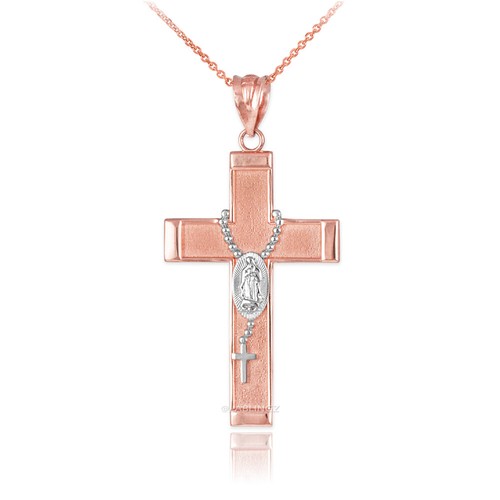 Gold Guadalupe Latin Cross Rosary Pendant Necklace - Picture 10 of 26