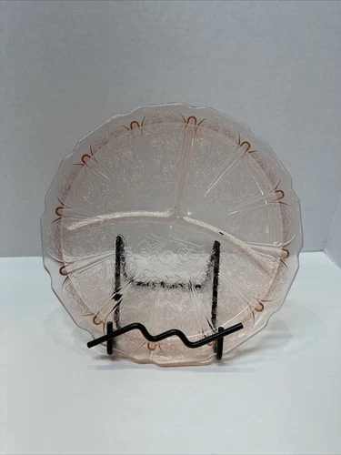 4pc 9-1/4” Jeanette Cherry Blossom Pink Divided Dinner Plates