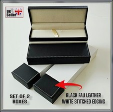 Empty Pen boxs x 2  presentation gift boxes fau leather stiched edge RRP £19.99