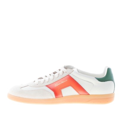 SANTONI men's shoes sneakers DBS Oly in hammered leather white orange green