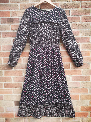 Fat Face Black Joyce Floral Print Tiered Midi Maxi Dress Size 10 38 Long  Sleeve | eBay UK