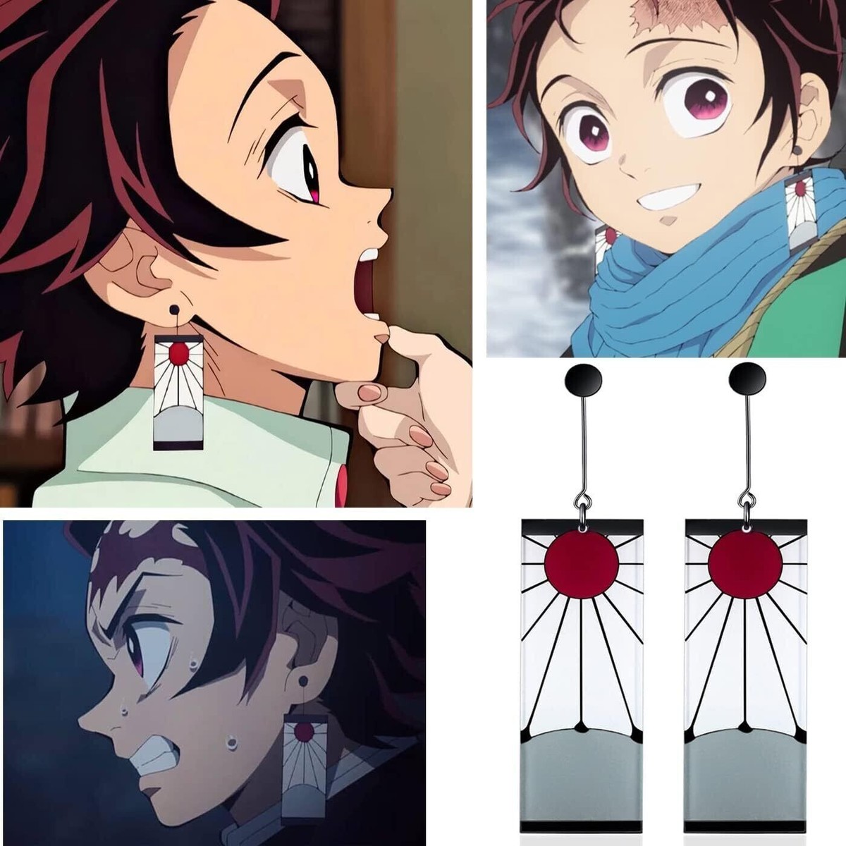 925Sterling Silver Tanjiro EarringsAnime Demon Slayer Cosplay