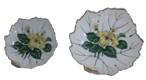 Set 4 piatti vintage Nasco made in Japan a forma di foglia bordo oro - Foto 3 di 7