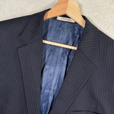 Joseph Abboud Mens 44R Blazer Navy Striped Sport Coat Cotton Jacket Wool Casual