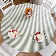 Round Vinyl Fitted Tablecloth with Flannel Backing Elastic Edge Design Table ...
