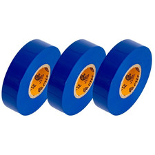 Blue Electrical Tape, 3-Pack   Waterproof, Industrial Grade Vinyl, 3/4 in x 66ft