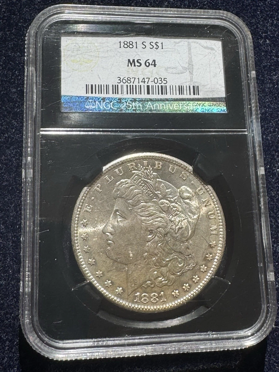 25+ 1881 Year Grade MS 64 Morgan US Dollars (1878-1921) for sale