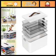 4-Tier Portable Medicine Organizer Storage Box with Lid  Handle - Home Office,