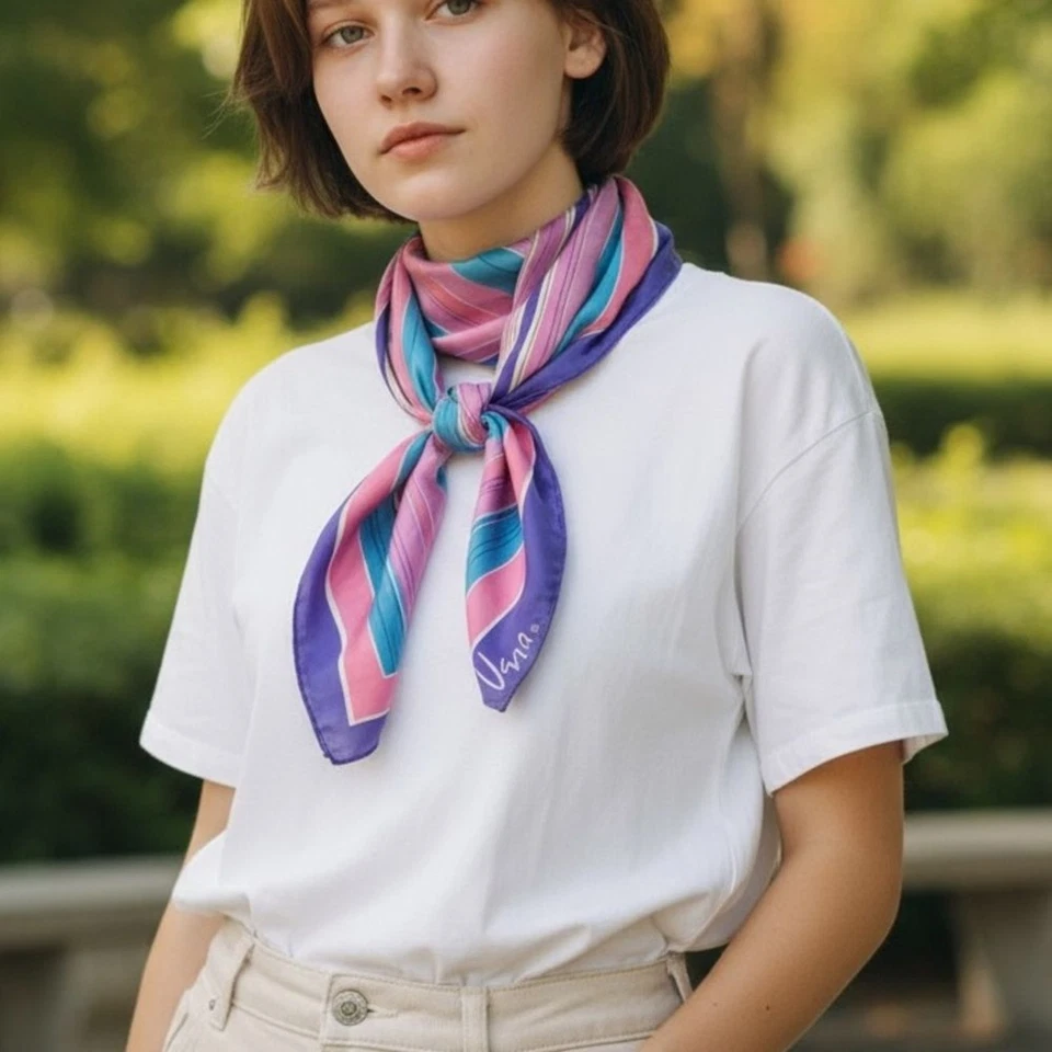 Vera Gold-Piece Collection Polka Dot & Abstract Design Print Silk Scarf - Image 2 of 4