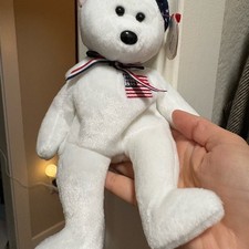 Ty Beanie Baby Liberty White Bear 2000 USA Flag Ears & Patch – Rare Collectible