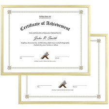 Golden State Art, 8.5x11 Aluminum Frame, Real Glass, Metal Frame 2 Pack, Gold