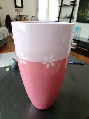 Destinos S.A. Pottery Large Vase Portugese Pink  Ceramic  12''x7''x4'' Flowers 
