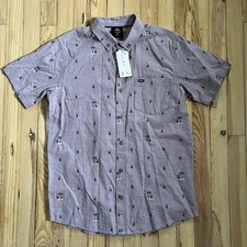 NWT Rip Curl Mens Short Sleeve Button Up Shirt Aloha Hawaiian Print Size Medium