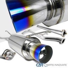 Fits 98-02 Honda Accord 4 Polished Ss Catback Burnt Tip Muffler Exhaust System
