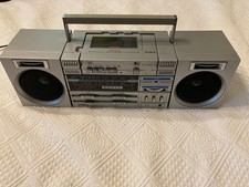 YORX Model BP-04R Silver Stereo Radio Cassette Recorder Player Boombox Works VGC