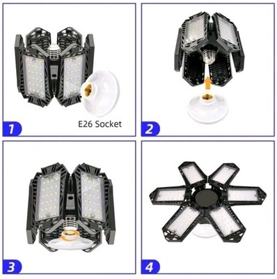 12000000LM LED Garage Light Super Bright Work Shop Ceiling Light Deformable Bulb
