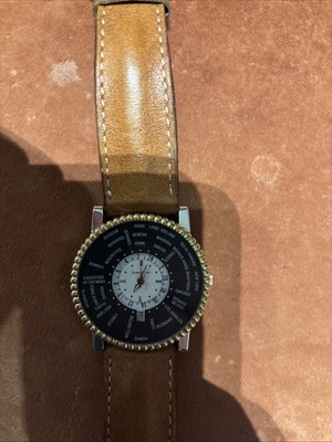 Jacques Lemans , Weltzeituhr mit Lederarmband, Worldtimer Uhr