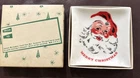 Vintage MCM Houze Art Milk Glass Santa Merry Christmas Trinket Tray Dish
