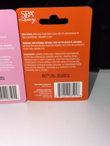 4 PACK--Spa Scents Brazilian Sugar Lip Scrub Sol Flora Orchid Hibiscus SPF 15