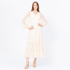 Vintage 70s Gunne Sax Cream Lace Prairie Maxi Wedding Dress - Extra Small