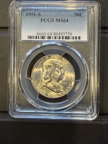 1951 S Benjamin Franklin 90% Silver PCGS MS64
