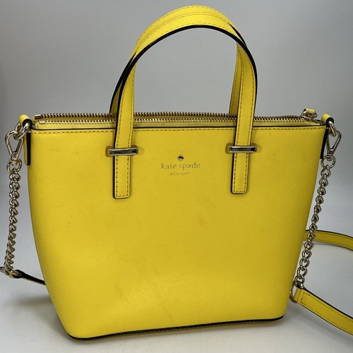 Kate Spade 100% Cow Leather Crossbody Bag Yellow - Picture 1 of 16