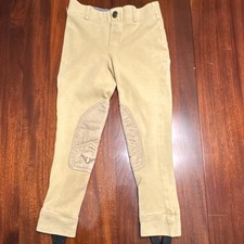 TuffRider Beige Youth Jodhpurs with Knee Patches  Elastic Foot Straps