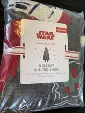 NEW Pottery Barn Kids Star Wars Holiday  Standard Sham  Darth Vader R2D2 Gray