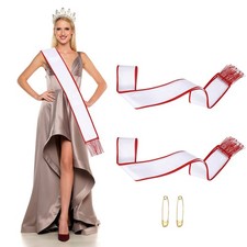 Satin Sash with Tassels Blank Sash Pageant Ribbon for Party Wedding 2 Pack  Red