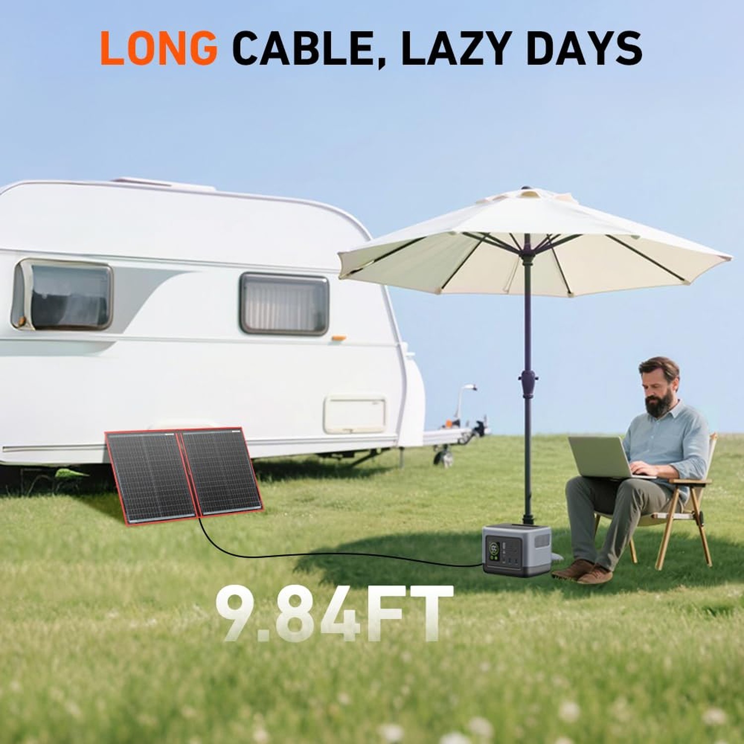 DOKIO 100W Portable Foldable Solar Panel Kit (19x26in, 5.3lb), with Separate ...