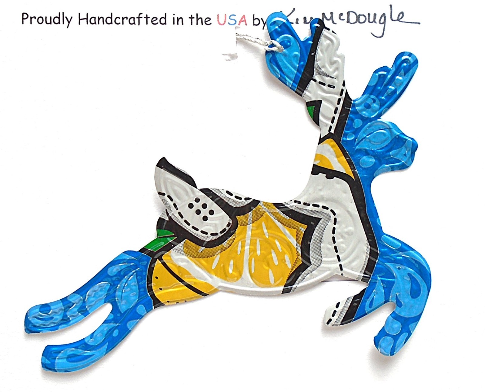 Reindeer Christmas Ornament Handmade With A Recycled Aluminu