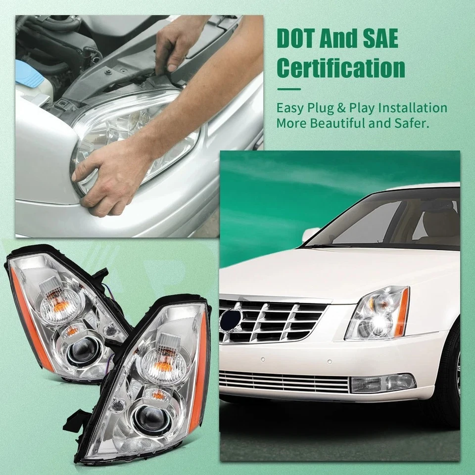 For Cadillac DTS w/HID Xenon 2006-2011 Projector Headlights Assembly Left+Right Foto 4 de 4