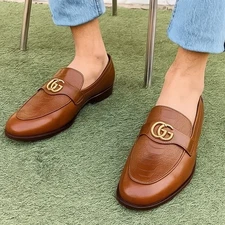 Handmade Men's Brown Leather Shoes Moccasins Men Classic Dress Shoe For Men