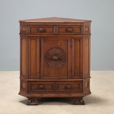 Angoliera Barocca Antica Noce Cassetto Intagli Italia XX Secolo Originale