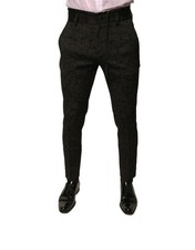 Dolce & Gabbana Black Brocade Polyester Skinny Men Dress Men's Pants