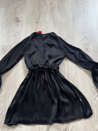 Girl's Jijil Jolie Black Satin Long Sleaves Dress Sz.8 Made in Italy - Picture 5 of 11