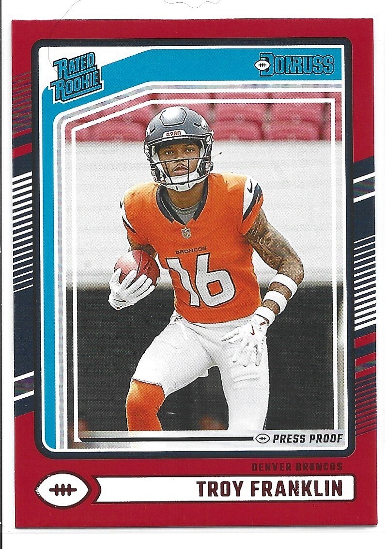 2024 Panini Donruss - Rated Rookie Red Press Proof #338 Troy Franklin (RC)