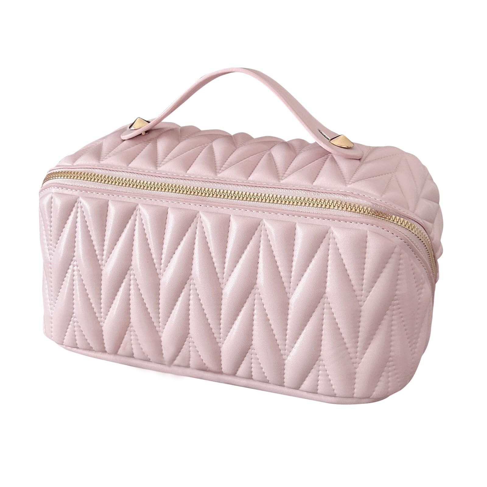 Leather Waterproof Travel Makeup Toiletry Bag Opens Flat Compact-image