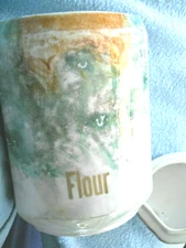 Nice vintage ceramic/porcelain container for FLOUR w/unreadable mark on bottom