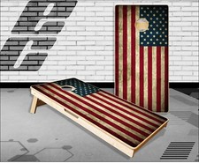 American Flag Rusty Grunge Look Cornhole Boards Bean Bag Toss Game